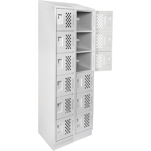 Assembled Lockerettes Clean Line Perforated Economy Lockers, 6 -tier, Bank of 2, 18" x 72" x 12", Steel The Estey Group