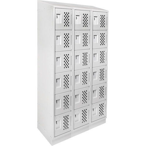 Assembled Lockerettes Clean Line Perforated Economy Lockers, 6 -tier, Bank of 3, 18" x 72" x 12", Steel The Estey Group