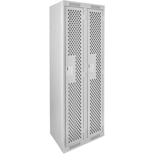 Casiers Clean Line, 2 niveaux, 12" x 15" x 72", Acier, Gris, Rivet (assembl&eacute;), Perfor&eacute; The Estey Group