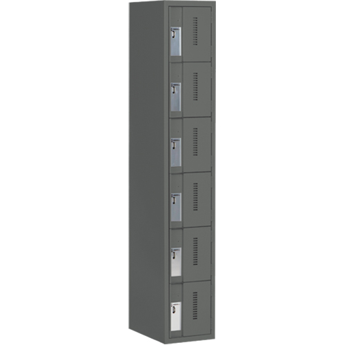Concorde Heavy-Duty Lockers, 6 -tier, 12" x 18" x 72", Steel, Charcoal, Welded (Assembled) The Estey Group