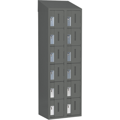 Concorde Heavy-Duty Lockers, 6 -tier, Bank of 2, 24" x 18" x 78", Steel, Charcoal, Welded (Assembled) The Estey Group