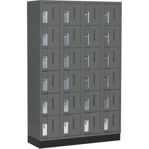 Concorde Heavy-Duty Lockers, 6 -tier, Bank of 4, 48" x 18" x 76", Steel, Charcoal, Welded (Assembled) The Estey Group