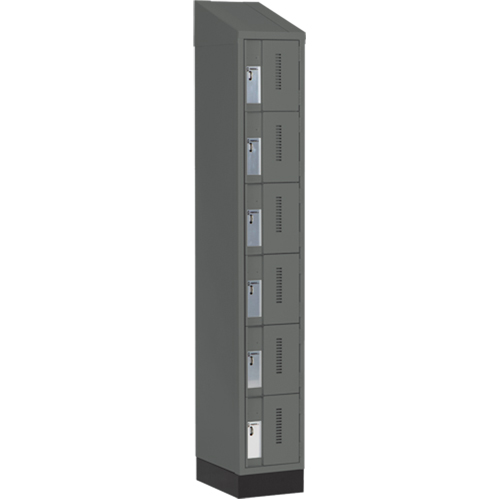 Concorde Heavy-Duty Lockers, 6 -tier, 12" x 18" x 82", Steel, Charcoal, Welded (Assembled) The Estey Group