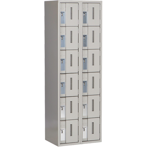 Concorde Heavy-Duty Lockers, 6 -tier, Bank of 2, 24" x 18" x 72", Steel, Grey, Welded (Assembled) The Estey Group