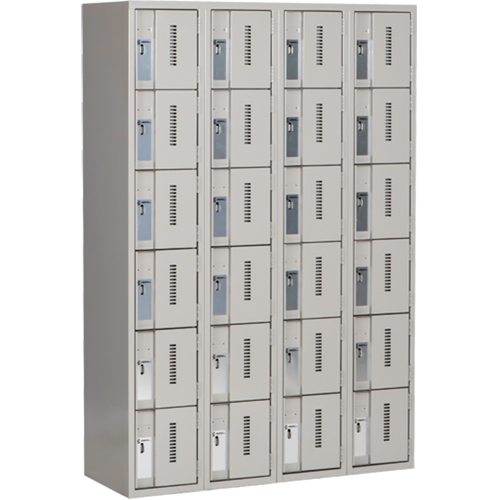Concorde Heavy-Duty Lockers, 6 -tier, Bank of 4, 48" x 18" x 72", Steel, Grey, Welded (Assembled) The Estey Group
