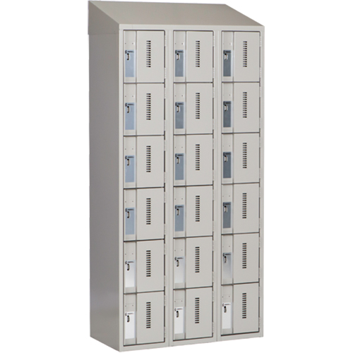 Concorde Heavy-Duty Lockers, 6 -tier, Bank of 3, 36" x 18" x 78", Steel, Grey, Welded (Assembled) The Estey Group