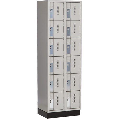 Concorde Heavy-Duty Lockers, 6 -tier, Bank of 2, 24" x 18" x 76", Steel, Grey, Welded (Assembled) The Estey Group