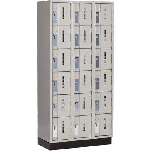Concorde Heavy-Duty Lockers, 6 -tier, Bank of 3, 36" x 18" x 76", Steel, Grey, Welded (Assembled) The Estey Group