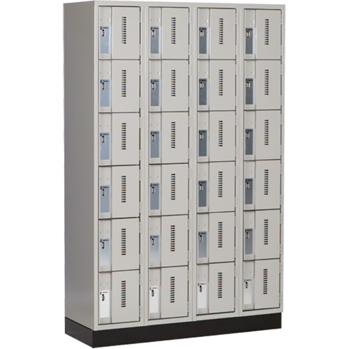 Concorde Heavy-Duty Lockers, 6 -tier, Bank of 4, 48" x 18" x 76", Steel, Grey, Welded (Assembled) The Estey Group