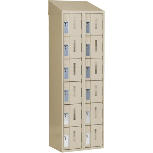 Concorde Heavy-Duty Lockers, 6 -tier, Bank of 2, 24" x 18" x 78", Steel, Beige, Welded (Assembled) The Estey Group