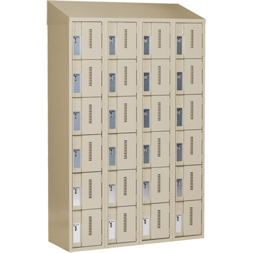 Concorde Heavy-Duty Lockers, 6 -tier, Bank of 4, 48" x 18" x 78", Steel, Beige, Welded (Assembled) The Estey Group