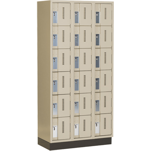 Concorde Heavy-Duty Lockers, 6 -tier, Bank of 3, 36" x 18" x 76", Steel, Beige, Welded (Assembled) The Estey Group