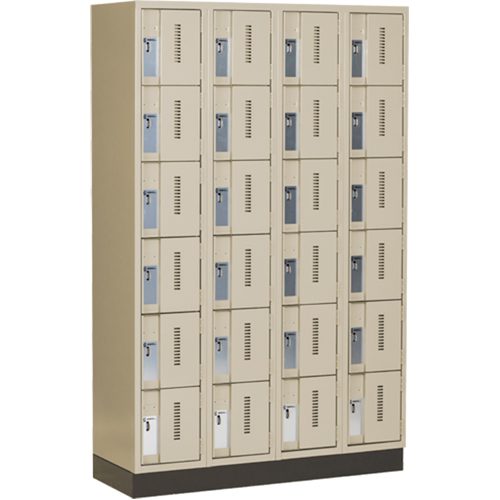 Concorde Heavy-Duty Lockers, 6 -tier, Bank of 4, 48" x 18" x 76", Steel, Beige, Welded (Assembled) The Estey Group