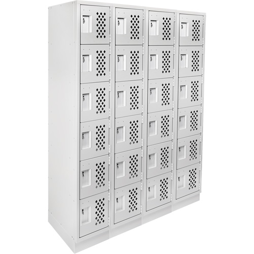 Assembled Clean Line Perforated Economy Lockers, 6 -tier, Bank of 4, 18" x 72" x 12", Steel The Estey Group