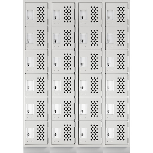 Assembled Clean Line Perforated Economy Lockers, 6 -tier, Bank of 4, 18" x 72" x 12", Steel The Estey Group