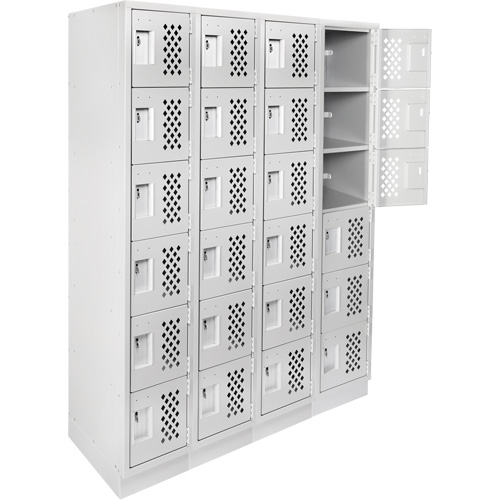 Assembled Clean Line Perforated Economy Lockers, 6 -tier, Bank of 4, 18" x 72" x 12", Steel The Estey Group
