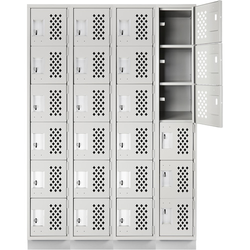 Assembled Clean Line Perforated Economy Lockers, 6 -tier, Bank of 4, 18" x 72" x 12", Steel The Estey Group