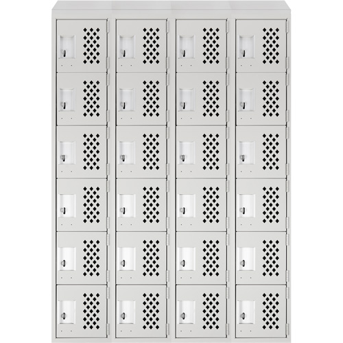Casiers &eacute;conomiques perfor&eacute;s et assembl&eacute;s Clean Line, 6 niveaux, Bloc de 4, 18" x 72" x 12", Acier The Estey Group