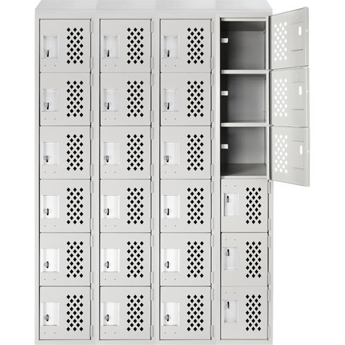 Casiers &eacute;conomiques perfor&eacute;s et assembl&eacute;s Clean Line, 6 niveaux, Bloc de 4, 18" x 72" x 12", Acier The Estey Group