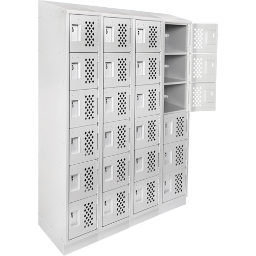 Assembled Clean Line Perforated Economy Lockers, 6 -tier, Bank of 4, 18" x 72" x 12", Steel The Estey Group