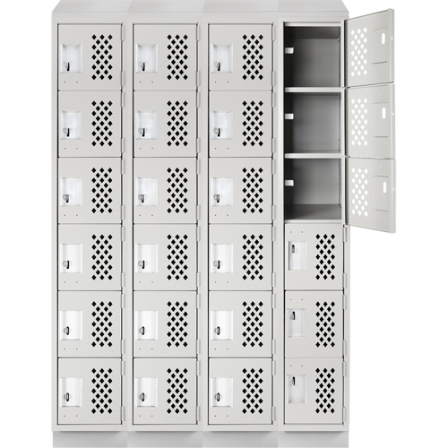 Assembled Clean Line Perforated Economy Lockers, 6 -tier, Bank of 4, 18" x 72" x 12", Steel The Estey Group