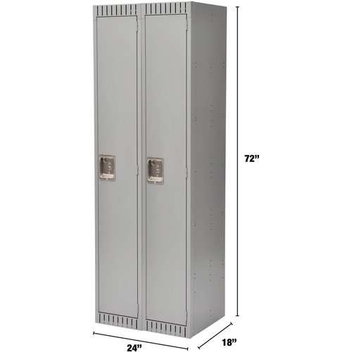 Lockers, Bank of 2, 24" x 18" x 72", Steel, Grey, Knocked Down The Estey Group
