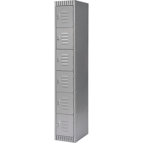 Lockers, 6 -tier, 12" x 18" x 72", Steel, Grey, Knocked Down The Estey Group