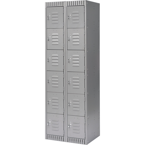Lockers, 6 -tier, Bank of 2, 24" x 18" x 72", Steel, Grey, Knocked Down The Estey Group