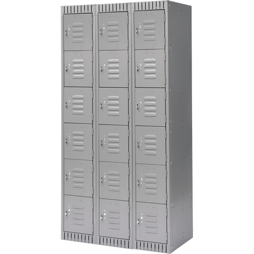 Casiers, 6 niveaux, Bloc de 3, 36" x 18" x 72", Acier, Gris, D&eacute;mont&eacute; The Estey Group