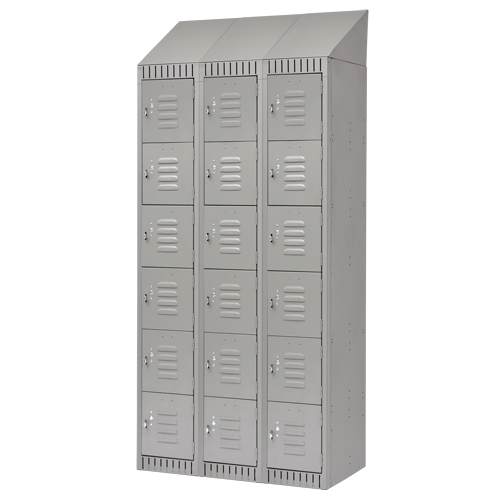 Casiers, 6 niveaux, Bloc de 3, 36" x 18" x 82", Acier, Gris, D&eacute;mont&eacute; The Estey Group