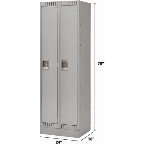 Lockers, Bank of 2, 24" x 18" x 76", Steel, Grey, Knocked Down The Estey Group