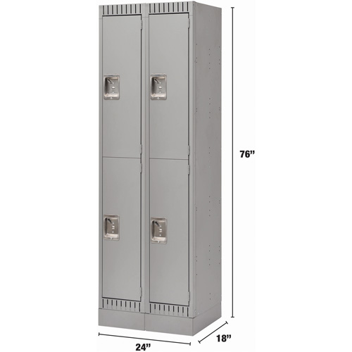 Casiers, 2 niveaux, Bloc de 2, 24" x 18" x 76", Acier, Gris, D&eacute;mont&eacute; The Estey Group