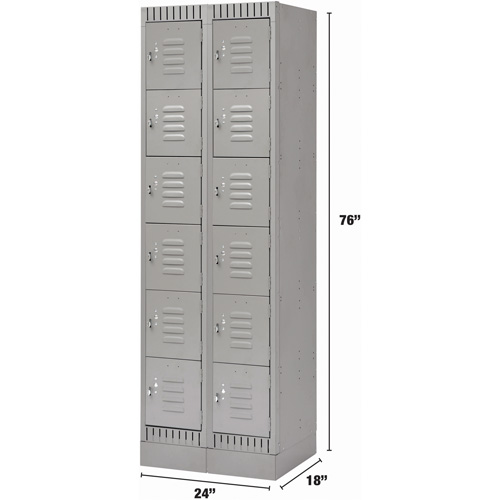 Casiers, 6 niveaux, Bloc de 2, 24" x 18" x 76", Acier, Gris, D&eacute;mont&eacute; The Estey Group