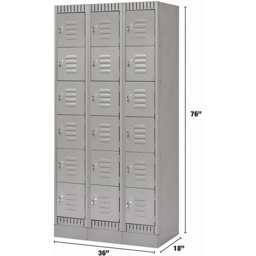 Casiers, 6 niveaux, Bloc de 3, 36" x 18" x 76", Acier, Gris, D&eacute;mont&eacute; The Estey Group
