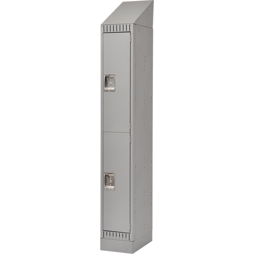 Assembled Lockers, 2 -tier, 12" x 18" x 72", Steel, Grey, Rivet (Assembled) The Estey Group
