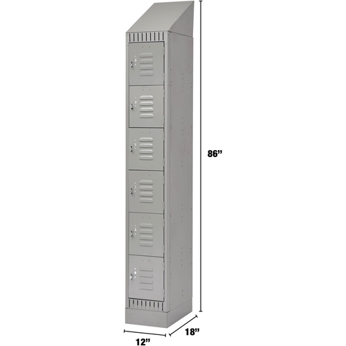 Lockers, 6 -tier, 12" x 18" x 86", Steel, Grey, Knocked Down The Estey Group