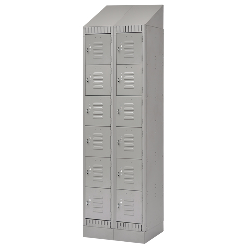 Lockers, 6 -tier, Bank of 2, 24" x 18" x 86", Steel, Grey, Knocked Down The Estey Group