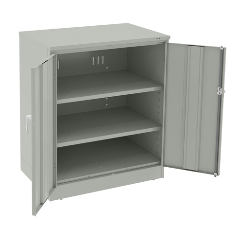 Armoire &agrave; hauteur de comptoir de luxe, Acier, 2 Tablettes, 42" h x 36" la x 24" P, Gris p&acirc;le The Estey Group