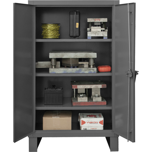 Extra Heavy-Duty Cabinet, Steel, 3 Shelves, 66" H x 60" W x 24" D, Grey The Estey Group