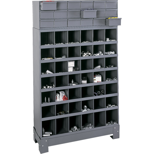 Unit&eacute; de stockage modulaire pour petites pi&egrave;ces, Acier, 18 tiroirs, 33-3/4" x 12-1/4" x 58-5/8", Gris The Estey Group