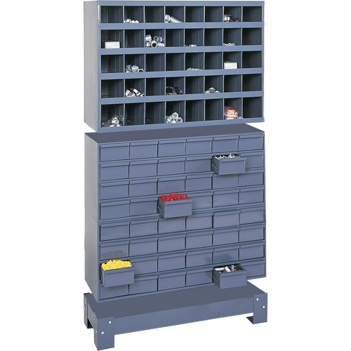 Unit&eacute; de stockage modulaire pour petites pi&egrave;ces, Acier, 48 tiroirs, 33-3/4" x 12-1/4" x 58-3/8", Gris The Estey Group