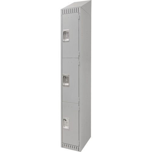 Lockers, 3 -tier, 12" x 18" x 82", Steel, Grey, Knocked Down The Estey Group