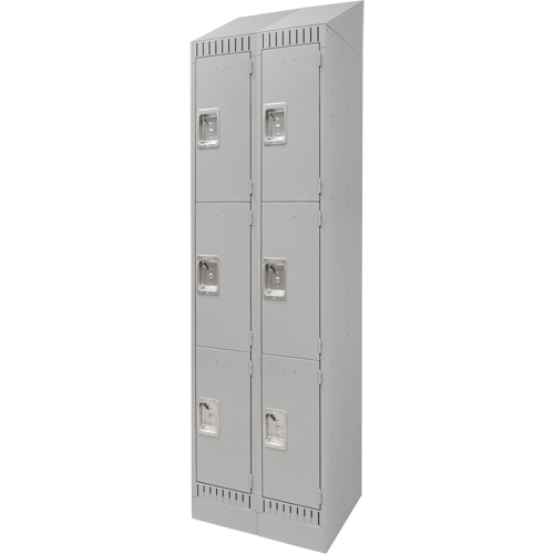 Lockers, 3 -tier, Bank of 2, 24" x 18" x 86", Steel, Grey, Knocked Down The Estey Group