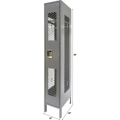 Vented Lockers, 12" x 18" x 78", Steel, Grey, Knocked Down, Perforated The Estey Group