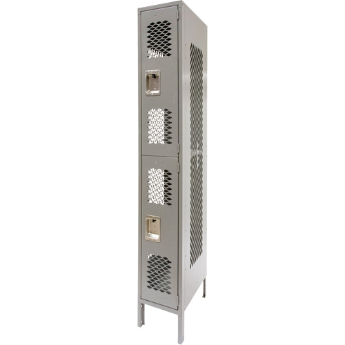 Vented Lockers, 2 -tier, 12" x 18" x 78", Steel, Grey, Knocked Down, Perforated The Estey Group