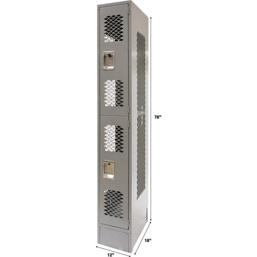 Casiers ventil&eacute;s, 2 niveaux, 12" x 18" x 78", Acier, Gris, D&eacute;mont&eacute;, Perfor&eacute; The Estey Group