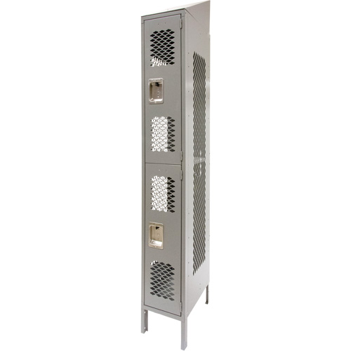 Vented Lockers, 2 -tier, 12" x 18" x 88", Steel, Grey, Knocked Down, Perforated The Estey Group