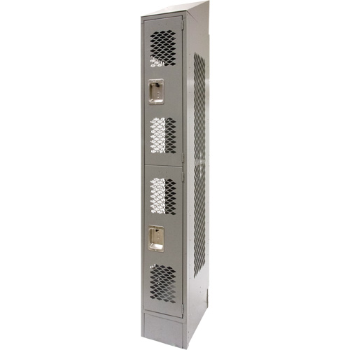 Casiers ventil&eacute;s, 2 niveaux, 12" x 18" x 88", Acier, Gris, D&eacute;mont&eacute;, Perfor&eacute; The Estey Group