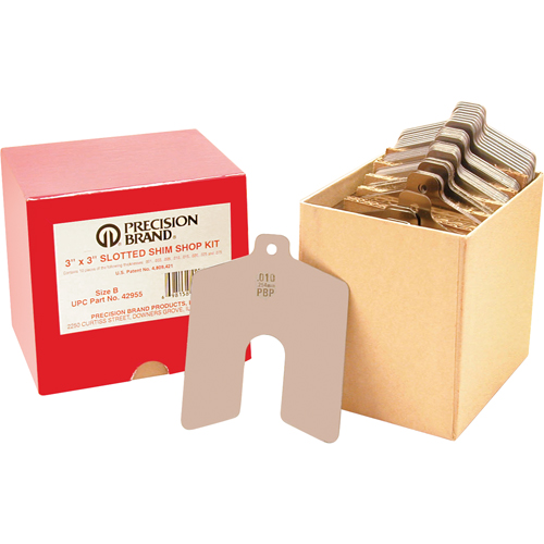 Slotted Shim Assortments, 4" L x 0.001"- 0.075" Thickness, 4" W, Stainless Steel The Estey Group