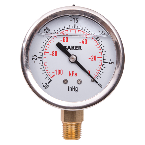 Pressure Gauges, 2-1/2" , 30" Hg-0" Vac., Bottom Mount, Liquid Filled Analogue The Estey Group